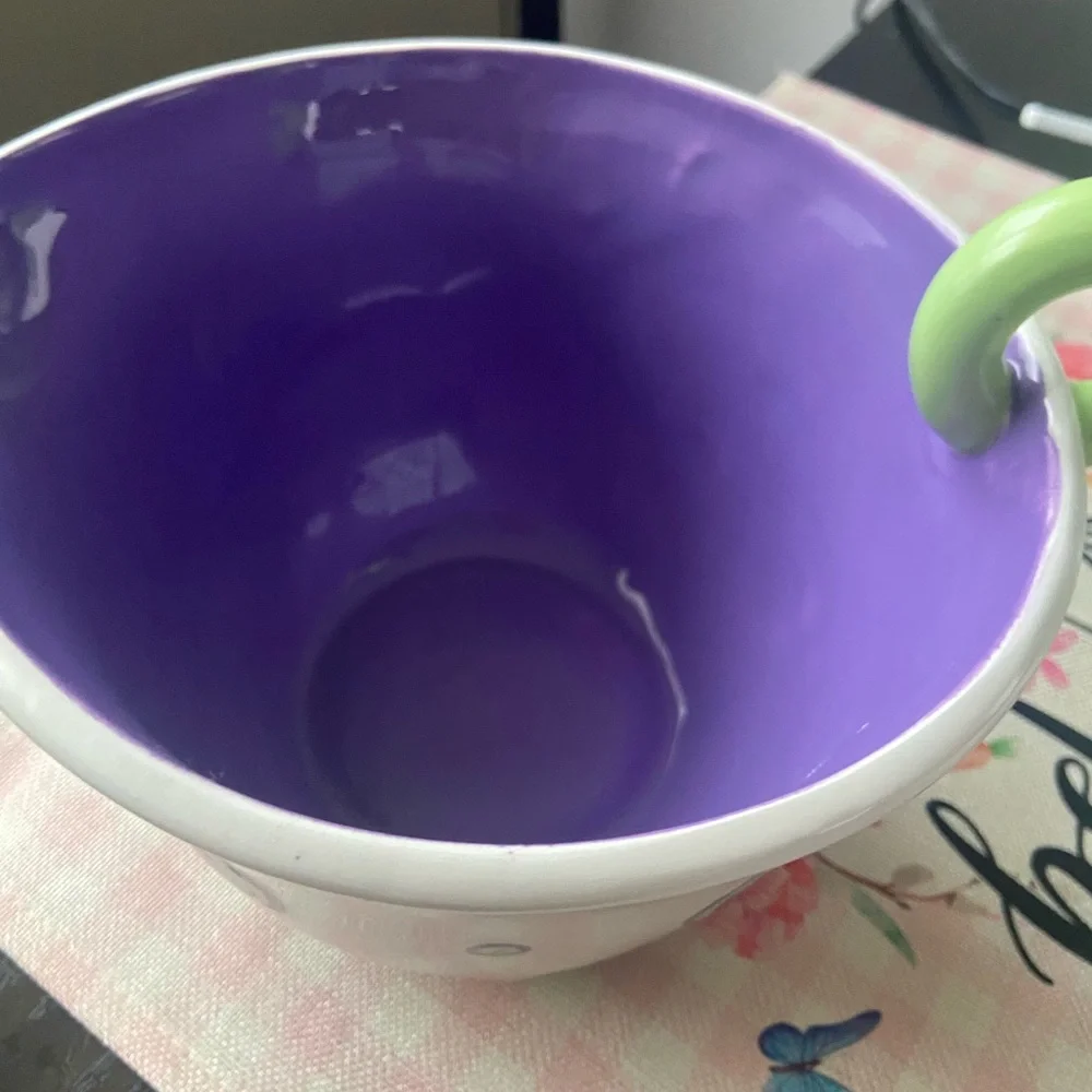 Polka Dot Ceramic measuring Bowl Set - Purple and Green